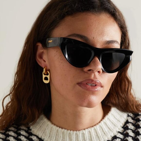 Bottega Veneta BV1220S 004 Sunglasses Green Cat Eye Frame, Green Lenses main image 5